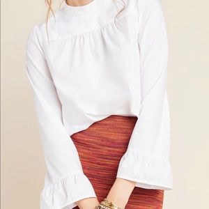 Anthropologie Sz 4 Aja poplin mock neck blouse top